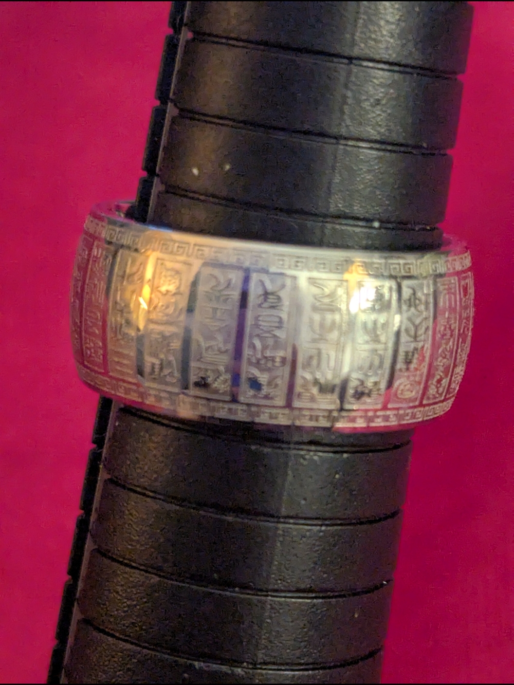 Silver Engraved Wide Band Ring - Silver